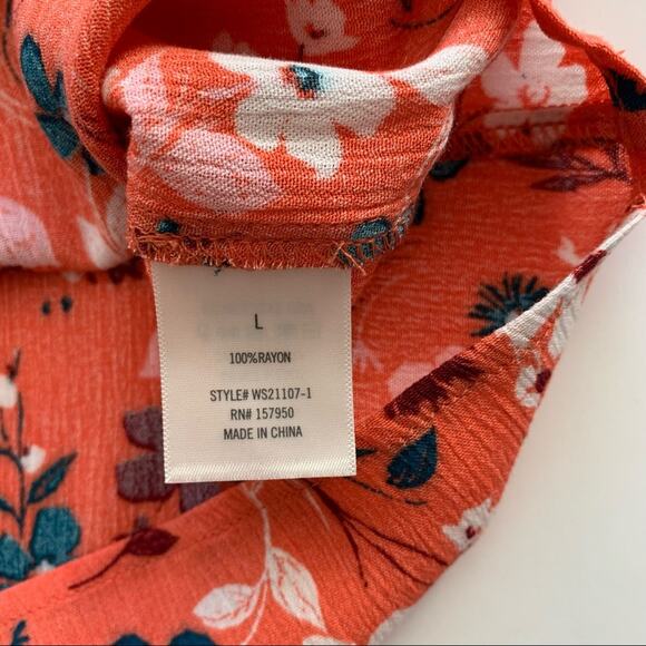 Francesca’s x Jun & Ivy Coral Floral Tank Top Large - Picture 8 of 9